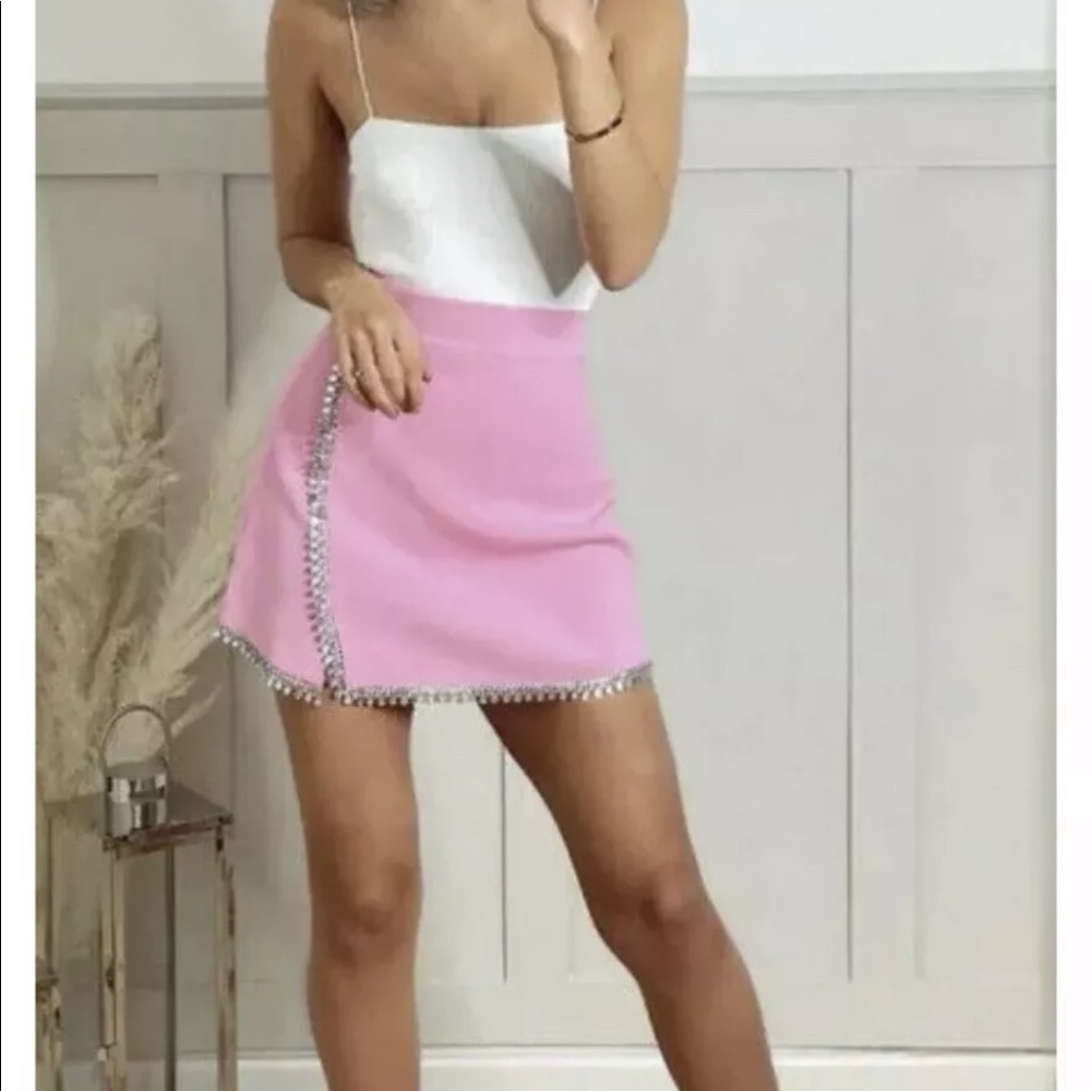 Zar pink crystals embellished skirt